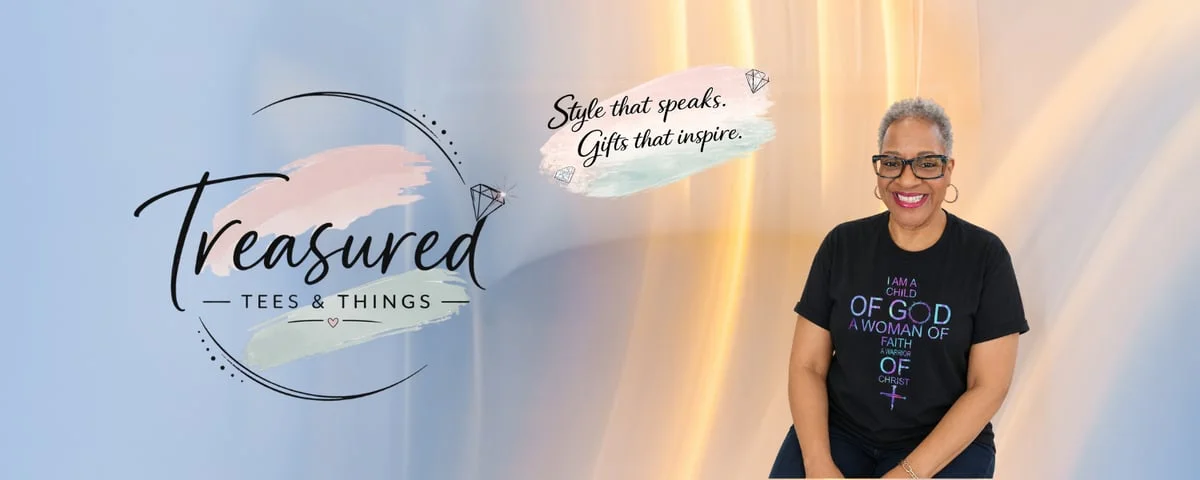 Treasured Tees and Things storefront banner with faith-inspired apparel